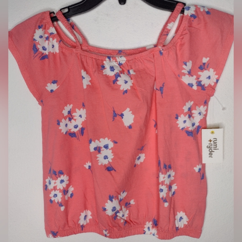 NWT Rumi + Ryder Girl's Coral Floral Top Size M(8-10)